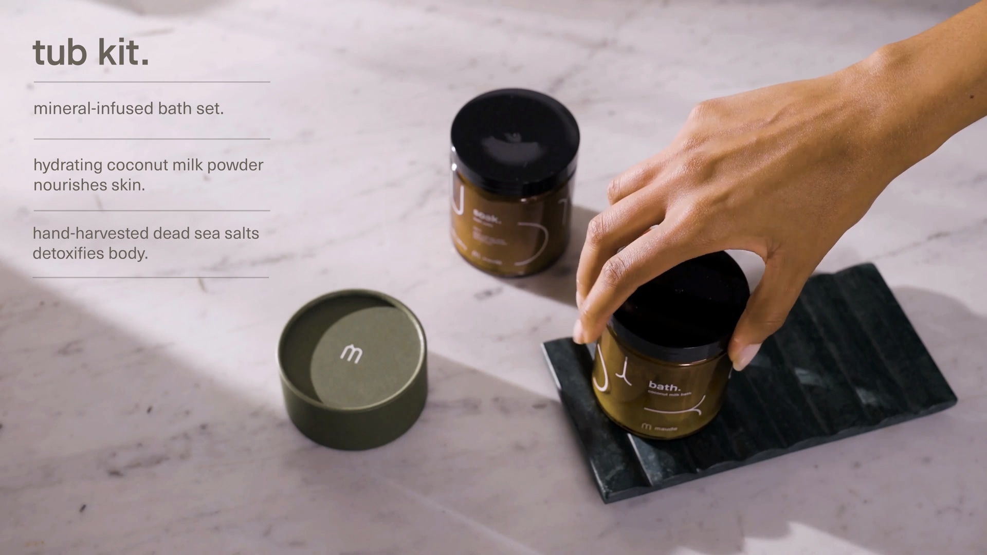 Tub Kit mineral bath salt soak and coconut milk bath set maude